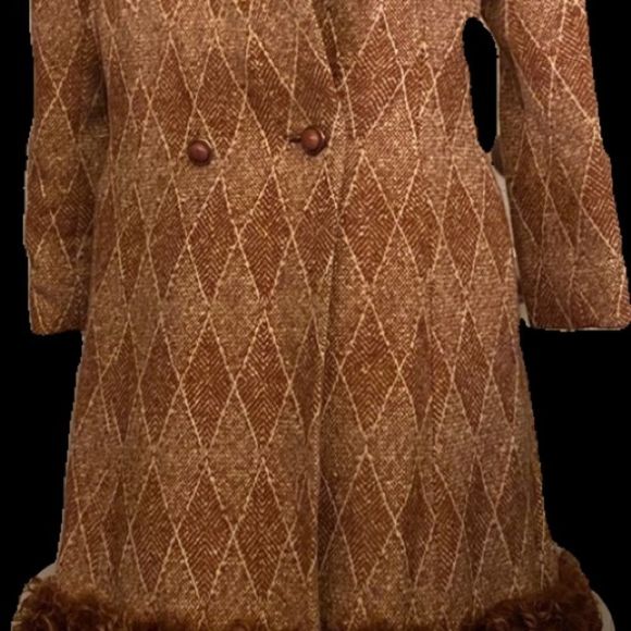 Just In! Vintage Double Breasted Wool Coat With Faux Fur - Picture 3 of 8